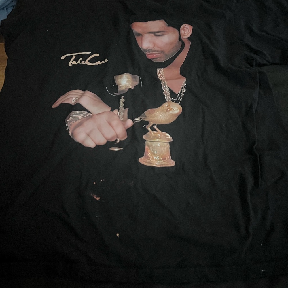 Black Graphic T-Shirt with Gold Accents